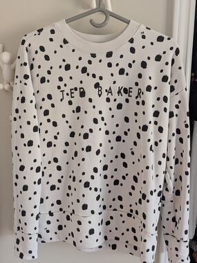 Ted Baker Women's Cow White And Black Polka Dot Sweater